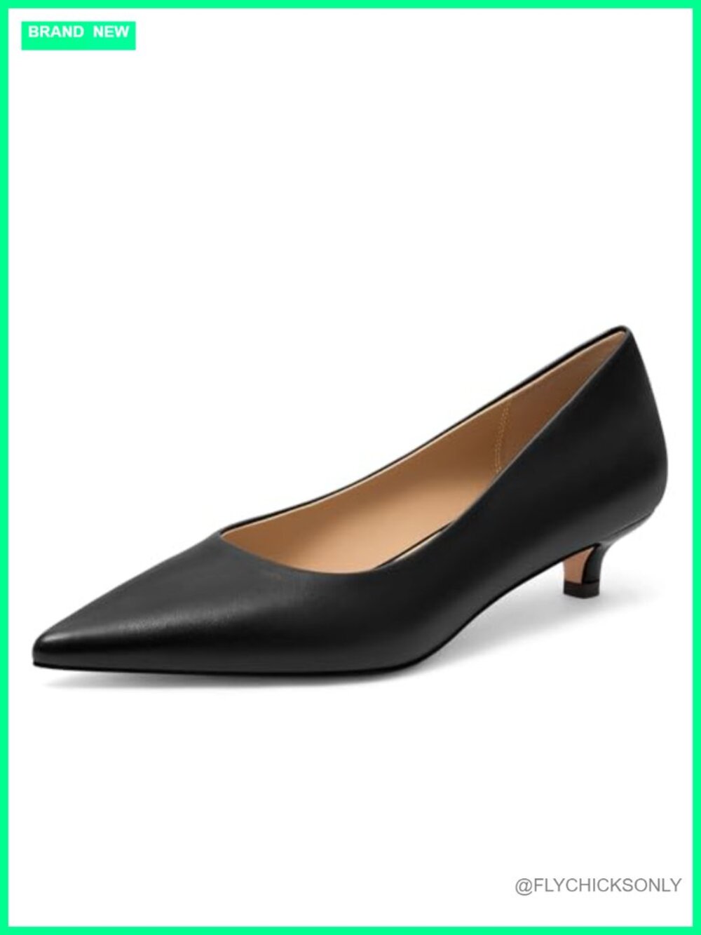 Kitten Heel Pointed Toe Pumps Faux Leather Comfortable Dress Shoes
